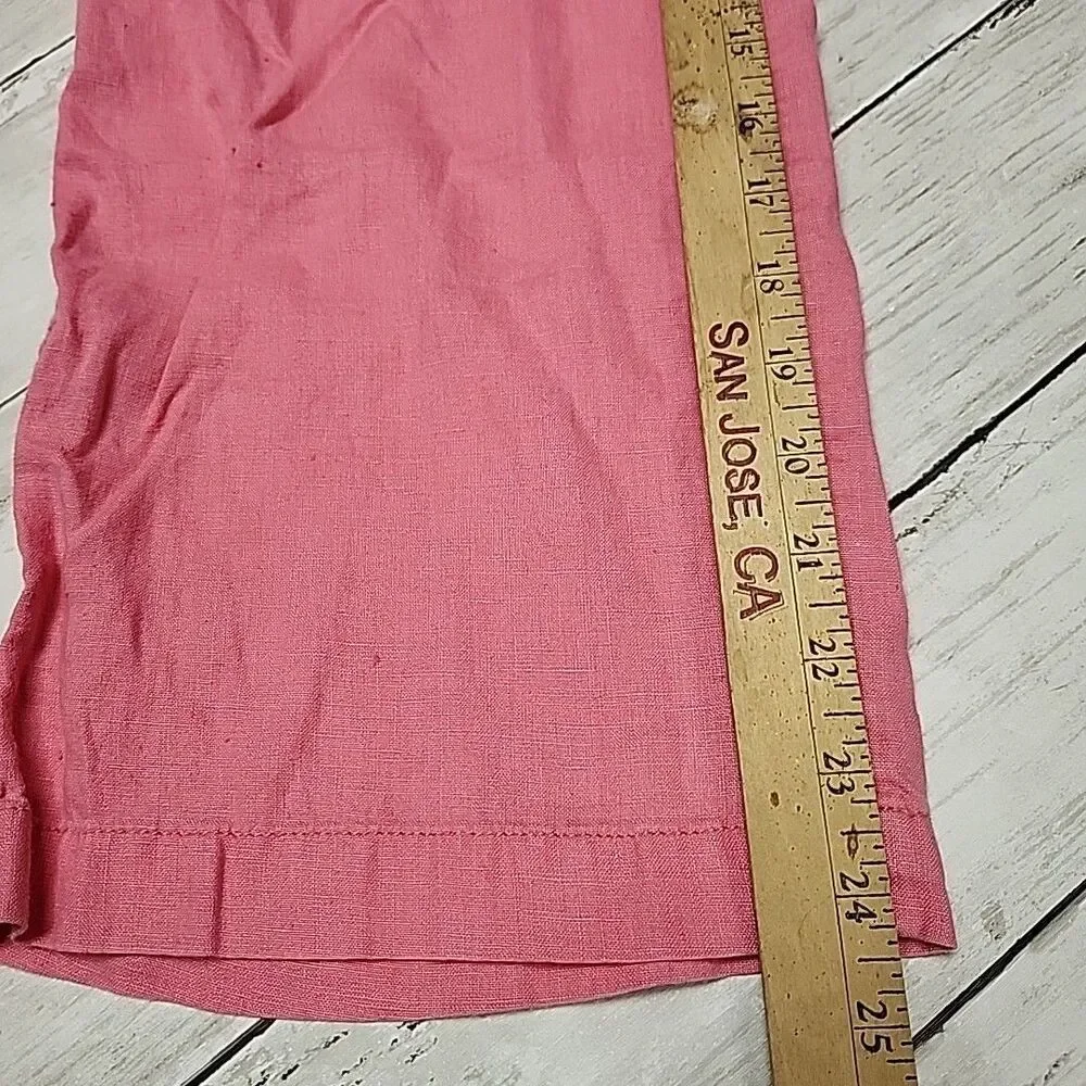 Express Women's Coral Pink 100% Linen Cargo Pants - Size 1/2 - Picture 8 of 11